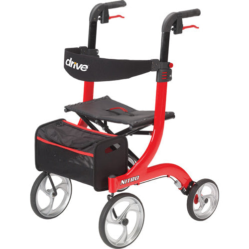 Drive Medical 4 wheels Nitro Rollator with 10inch Casters, Red Rollators Drive Medical Default Title