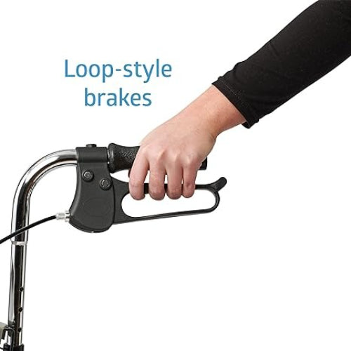 Drive Medical Rollator 3 Wheeled with Pouch and Basket Loop Brake-Flame Blue 3-Wheel Rollators Drive Medical