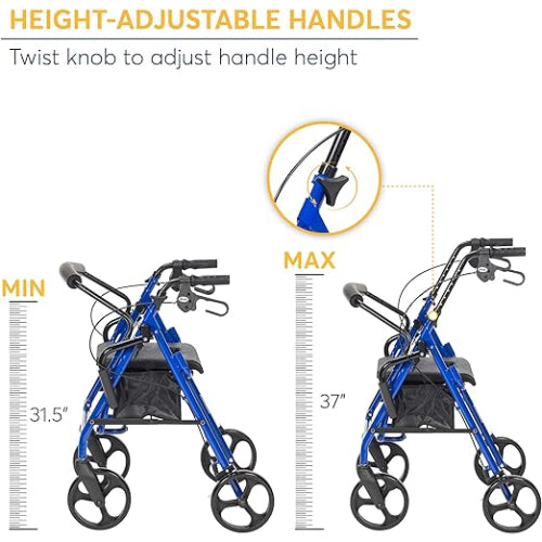 Drive Medical Duet Rollator and Transport Chair Blue Combo Rollators/Wheelchairs Drive Medical