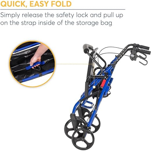 Drive Medical Duet Rollator and Transport Chair Blue Combo Rollators/Wheelchairs Drive Medical
