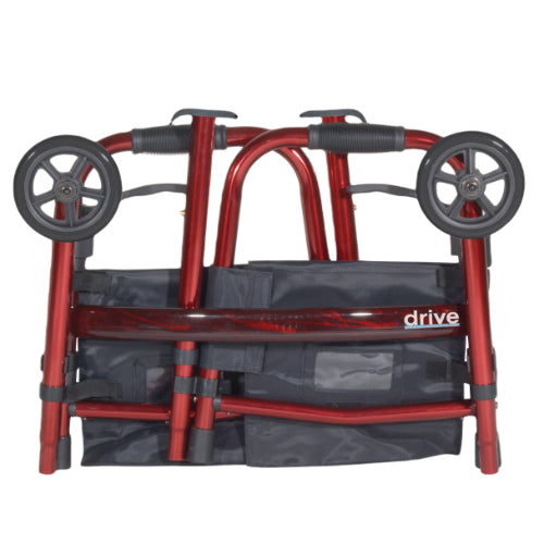 Drive Medical Deluxe Folding Travel Walker,Red Walkers - Two Button Drive Medical