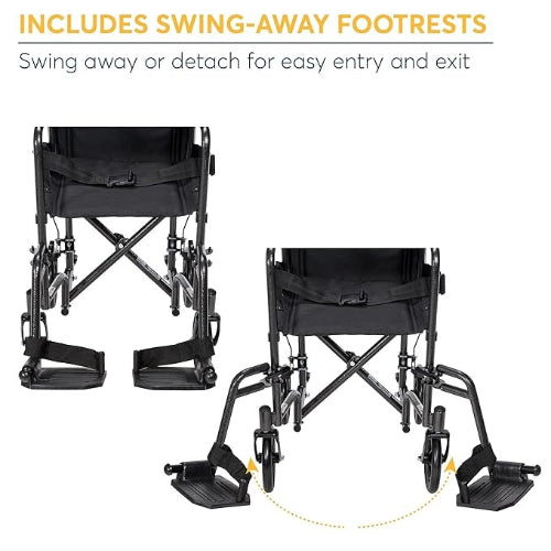 Drive Medical Transport Wheelchair 17 inch, Silver Vein Finish Drive Medical
