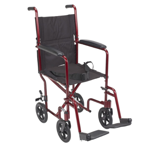 Drive Medical Wheelchair Transport Lightweight Red 17  Drive Medical