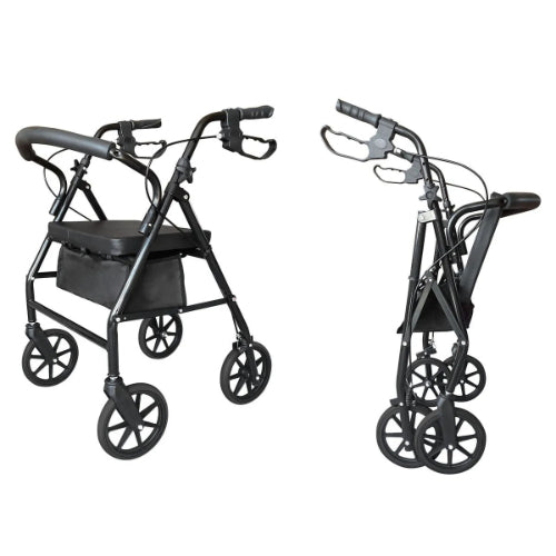 Drive Medical Rollator 4-Wheel with Pouch And Padded Seat Black Drive Medical
