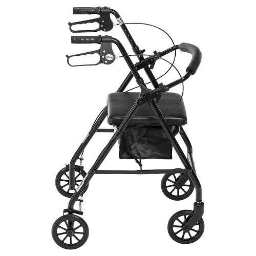 Drive Medical Rollator 4-Wheel with Pouch And Padded Seat Black Drive Medical