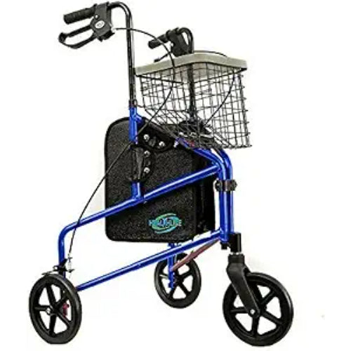 Drive Medical Rollator 3-Wheeled with Pouch,Basket tray,Brakes, Blue Drive Medical