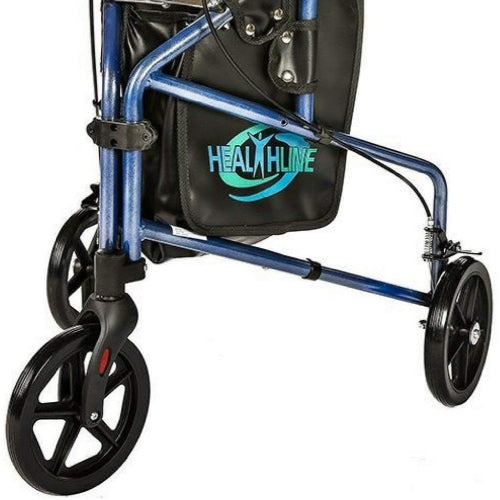 Drive Medical Rollator 3-Wheeled with Pouch,Basket tray,Brakes, Blue Drive Medical