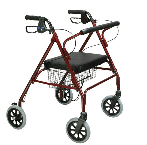 Drive Medical Rollator Oversize With Loop Break Red Bariatric Steel(10215RD-1) Drive Medical Default Title