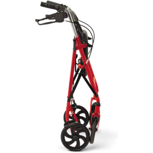 Drive Medical 4 Wheel Steel Rollator with 8 Inches Casters & Basket-Loop-Red Drive Medical