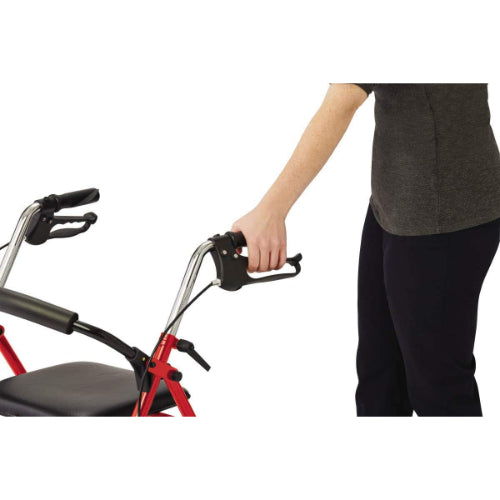 Drive Medical 4 Wheel Steel Rollator with 8 Inches Casters & Basket-Loop-Red Drive Medical