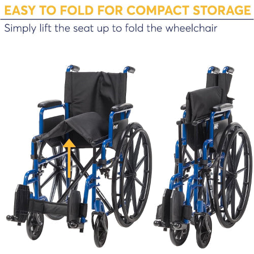 Drive Medical Blue Streak 20 Inches Single Axle WheelChair with Flip-Back Desk Arms And Elevating Leg Rests Drive Medical