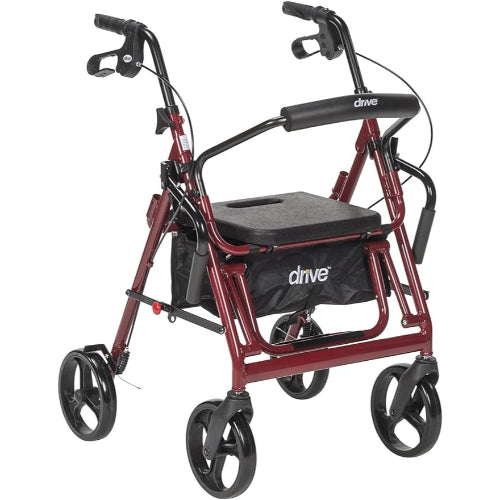 Drive Medical Duet Rollator/Transport Chair Burgundy Drive Medical Default Title