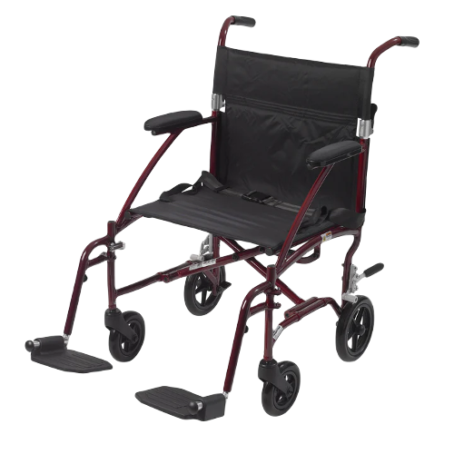 Drive Medical Fly-Lite Transport Chair Burgundy 19 Wheelchair - Transport Drive Medical Default Title