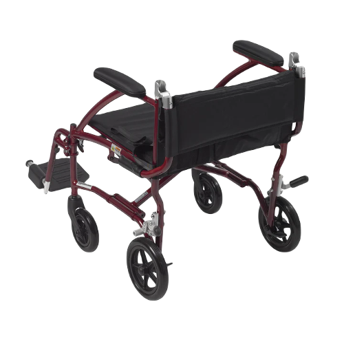 Drive Medical Fly-Lite Transport Chair Burgundy 19 Wheelchair - Transport Drive Medical
