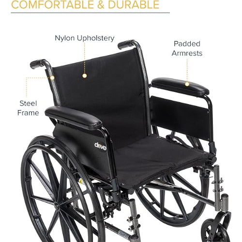 Drive Medical K3 Cruiser III Light Weight Wheelchair with Detachable Desk Arms And Elevating Leg Rests Drive Medical