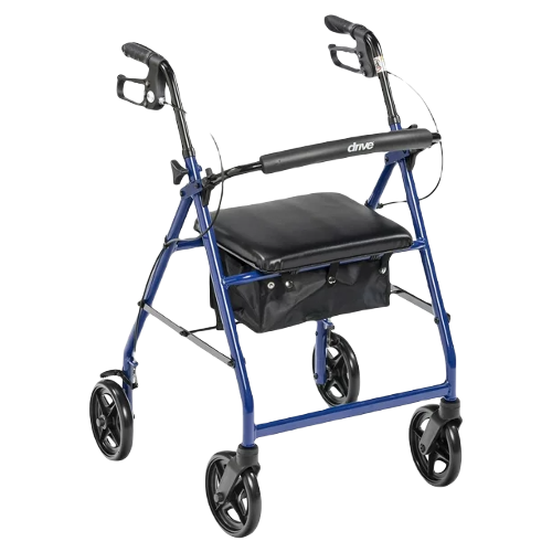 Drive Medical Rollator Aluminum walker Fold-Up And Removable Back Padded Seat Blue Rollators Drive Medical Default Title