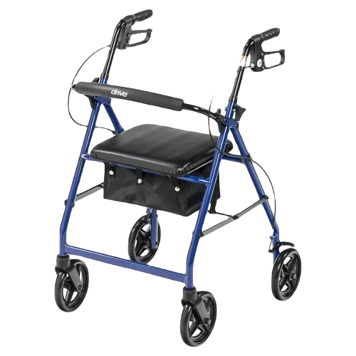 Drive Medical Rollator Aluminum walker Fold-Up And Removable Back Padded Seat Blue Rollators Drive Medical