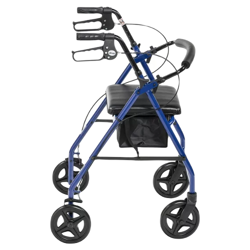 Drive Medical Rollator Aluminum walker Fold-Up And Removable Back Padded Seat Blue Rollators Drive Medical
