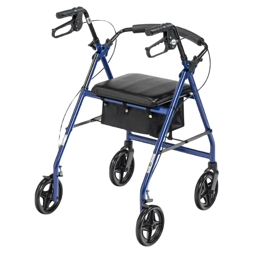 Drive Medical Rollator Aluminum walker Fold-Up And Removable Back Padded Seat Blue Rollators Drive Medical