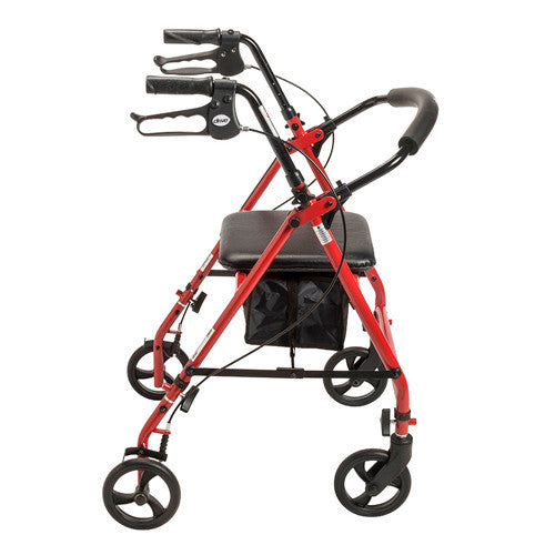 Drive Medical Steel Rollator with 6 inch Wheels Knocked-Down, Red Drive Medical