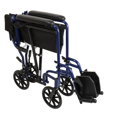 Drive Medical Aluminum Transport Chair with Footrests Blue Wheelchair - Transport Drive Medical