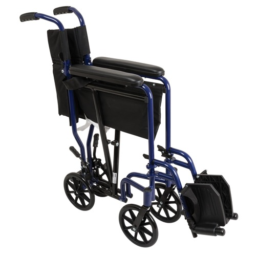 Drive Medical Aluminum Transport Chair with Footrests Blue Wheelchair - Transport Drive Medical