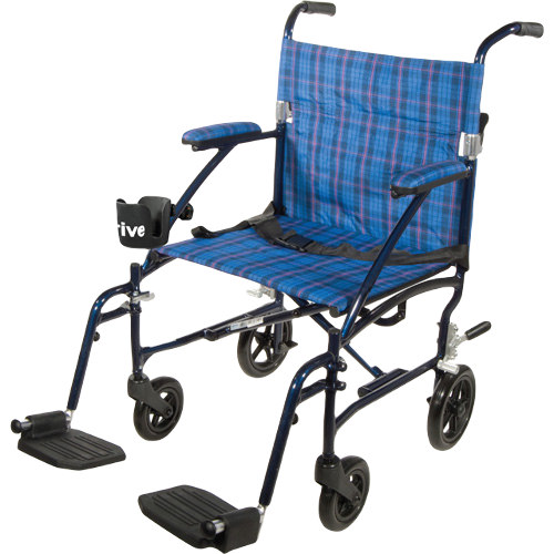 Drive Medical Fly-Lite Transport Chair Blue 19 Wheelchair - Transport Drive Medical