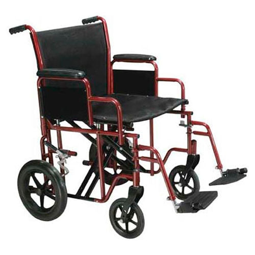 Drive Medical Transport Wheelchair Bariatric 22 Wide Red Drive Medical Default Title