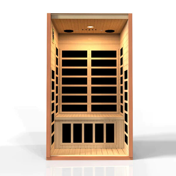 Dynamic Avila Elite 1-2 Person Ultra Low EMF FAR Infrared Sauna (Honey Dark Stain) INFRARED SAUNA Dynamic Saunas