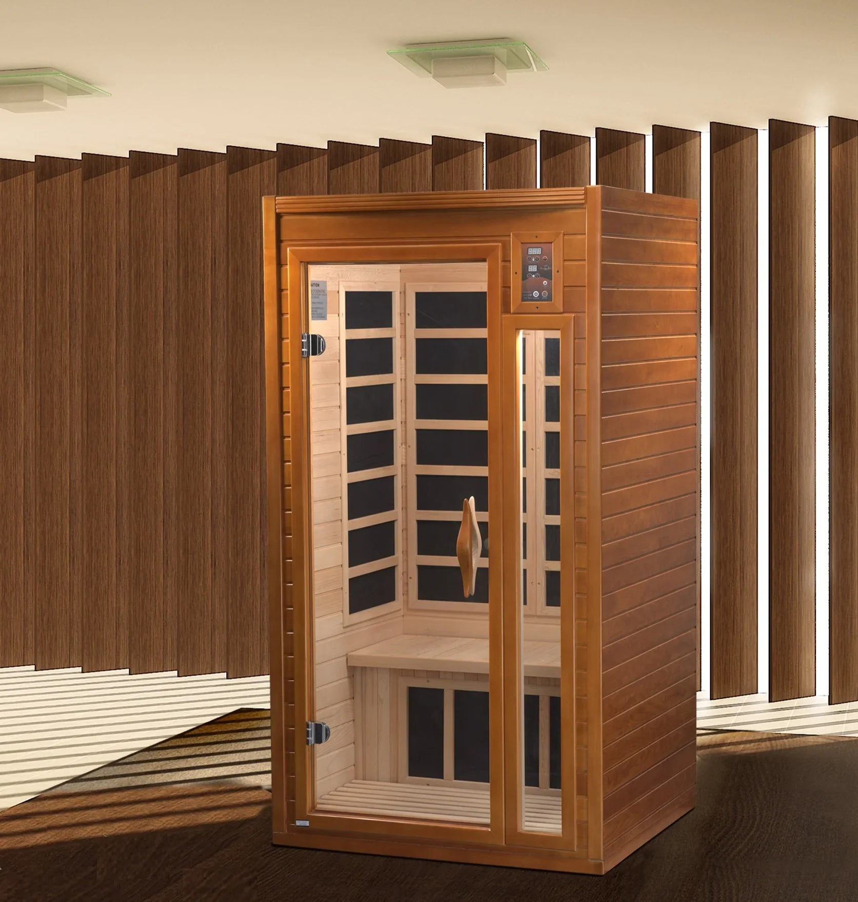 Dynamic San Marino Elite Edition 2-Person Ultra Low EMF Far Infrared Sauna (Honey Dark Stain) DYN-6206-01 Elite INFRARED SAUNA Dynamic Saunas