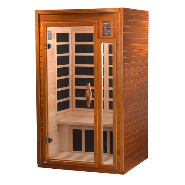 Dynamic Barcelona 1-2-person Low EMF FAR Infrared Sauna (Honey Dark Stain) INFRARED SAUNA Dynamic Saunas