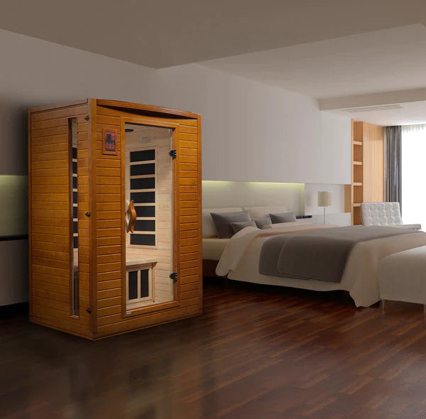 Dynamic Versailles 2- Person Low EMF Far Infrared Sauna (Honey Dark Stain) INFRARED SAUNA Dynamic Saunas