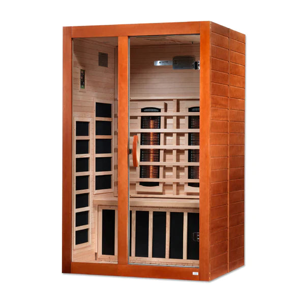 Dynamic Santiago 2 Person Full Spectrum Ultra Low EMF Infrared Sauna (Honey Dark Stain) INFRARED SAUNA Dynamic Saunas