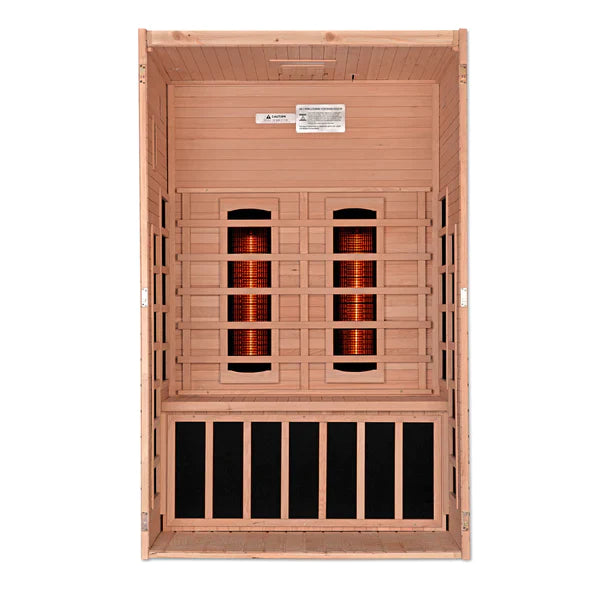 Dynamic Santiago 2 Person Full Spectrum Ultra Low EMF Infrared Sauna (Honey Dark Stain) INFRARED SAUNA Dynamic Saunas