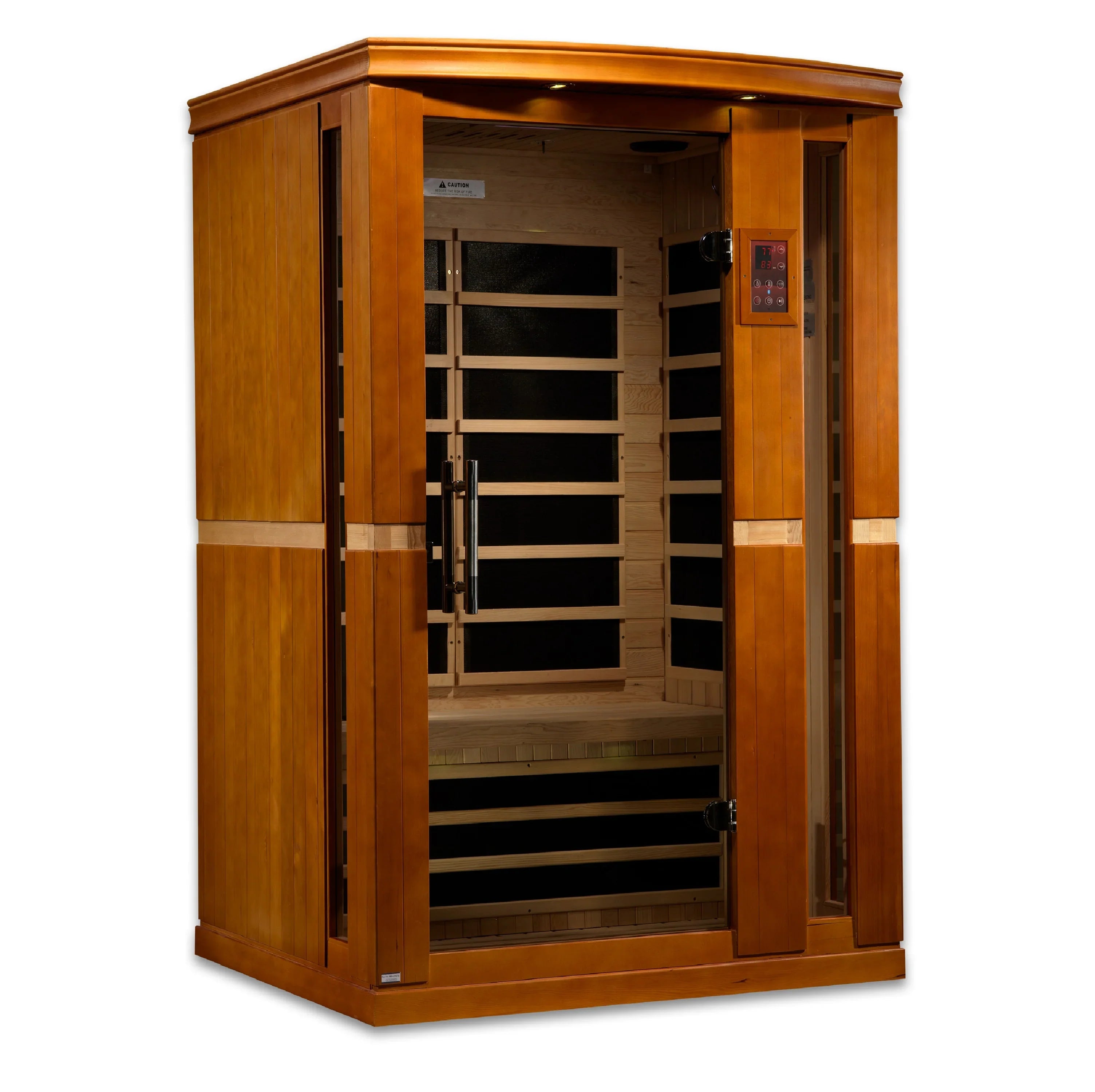 Dynamic Vittoria 2-person Low EMF Far Infrared Sauna (Honey Dark Stain) INFRARED SAUNA Dynamic Saunas