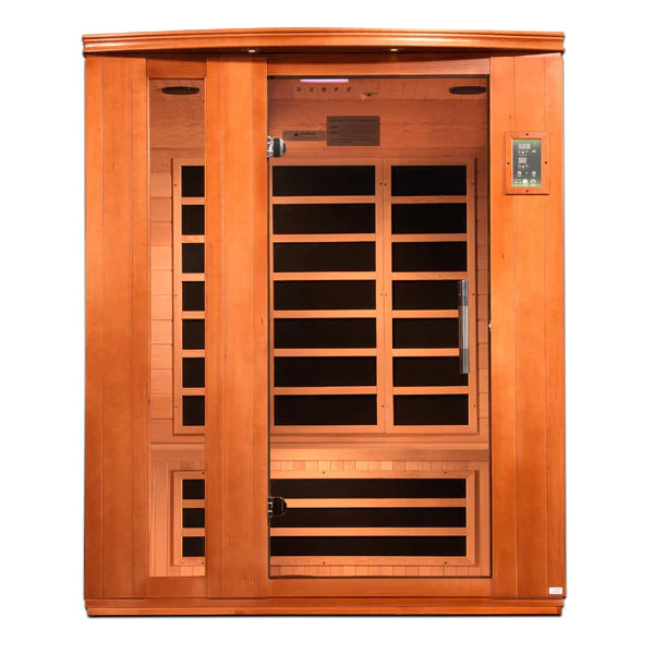 Dynamic Lugano 3 Person Low EMF FAR Infrared Sauna (Honey Dark Stain Canadian Hemlock) INFRARED SAUNA Dynamic Saunas