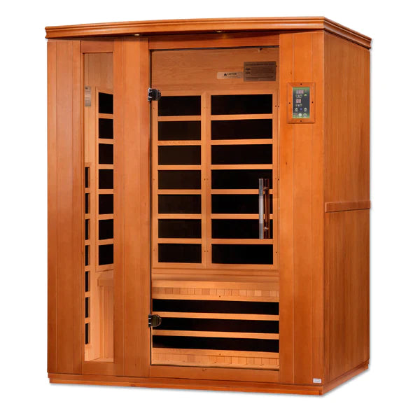 Dynamic Lugano 3 Person Ultra Low EMF FAR Infrared Sauna (Canadian Hemlock- Honey Dark Stain) INFRARED SAUNA Dynamic Saunas