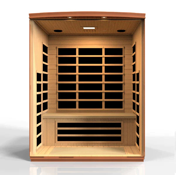 Dynamic Lugano 3 Person Ultra Low EMF FAR Infrared Sauna (Canadian Hemlock- Honey Dark Stain) INFRARED SAUNA Dynamic Saunas