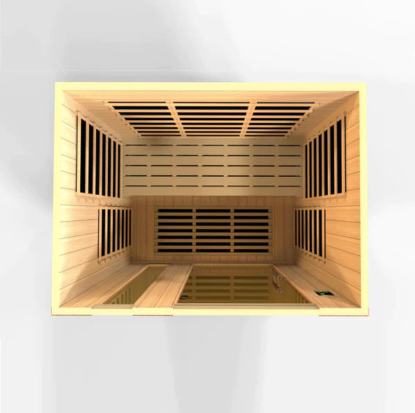 Dynamic Lugano 3 Person Ultra Low EMF FAR Infrared Sauna (Canadian Hemlock- Honey Dark Stain) INFRARED SAUNA Dynamic Saunas