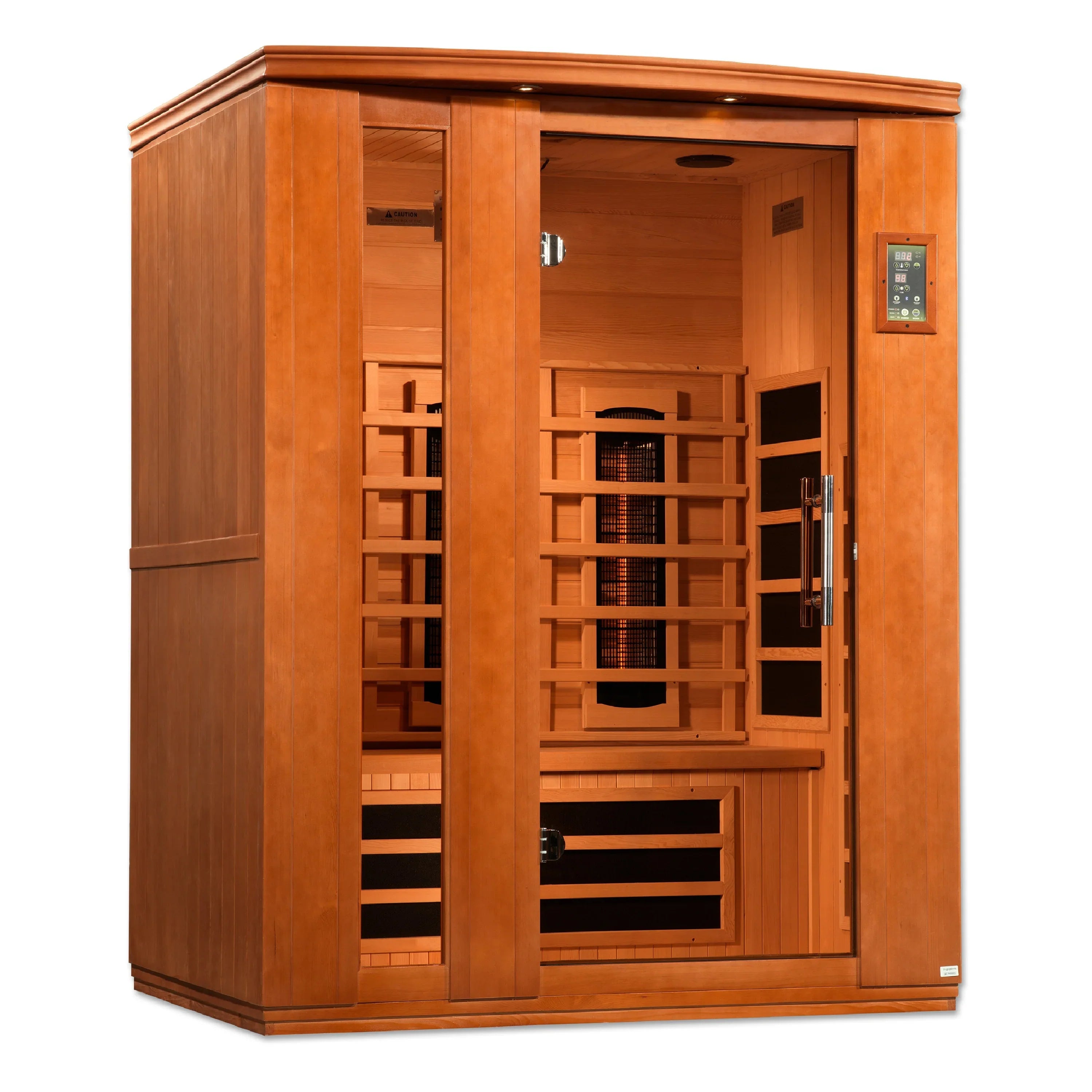 Dynamic Lugano 3-Person Full Spectrum Near Zero EMF FAR Infrared Sauna (Canadian Red Cedar - Honey Dark Stain) INFRARED SAUNA Dynamic Saunas