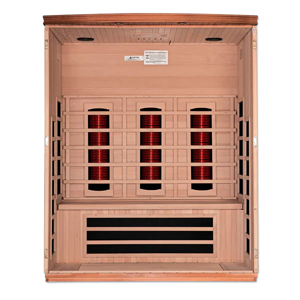 Dynamic Lugano 3-Person Full Spectrum Near Zero EMF FAR Infrared Sauna (Canadian Red Cedar - Honey Dark Stain) INFRARED SAUNA Dynamic Saunas