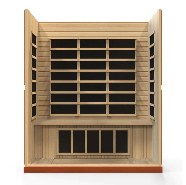 Dynamic Bergamo 4-person Low EMF FAR Infrared Sauna (Honey Dark Stain) INFRARED SAUNA Dynamic Saunas