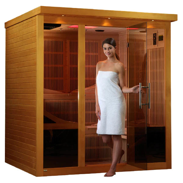 Dynamic Monaco 6-Person Ultra Low EMF Far Infrared Sauna (Honey Dark Stain Finish) DYN-6996-01 INFRARED SAUNA Dynamic Saunas