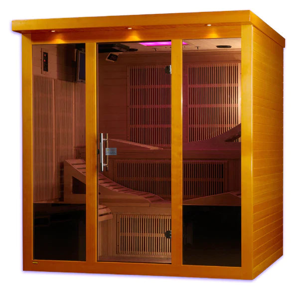Dynamic Monaco 6-Person Ultra Low EMF Far Infrared Sauna (Honey Dark Stain Finish) DYN-6996-01 INFRARED SAUNA Dynamic Saunas