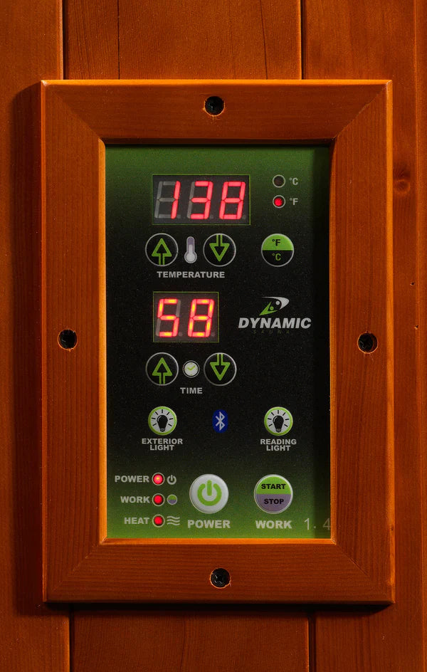 Dynamic Avila Elite 1-2 Person Ultra Low EMF FAR Infrared Sauna (Honey Dark Stain) INFRARED SAUNA Dynamic Saunas