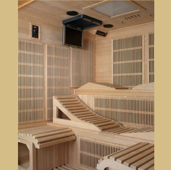 Dynamic Monaco 6-Person Ultra Low EMF Far Infrared Sauna (Honey Dark Stain Finish) DYN-6996-01 INFRARED SAUNA Dynamic Saunas