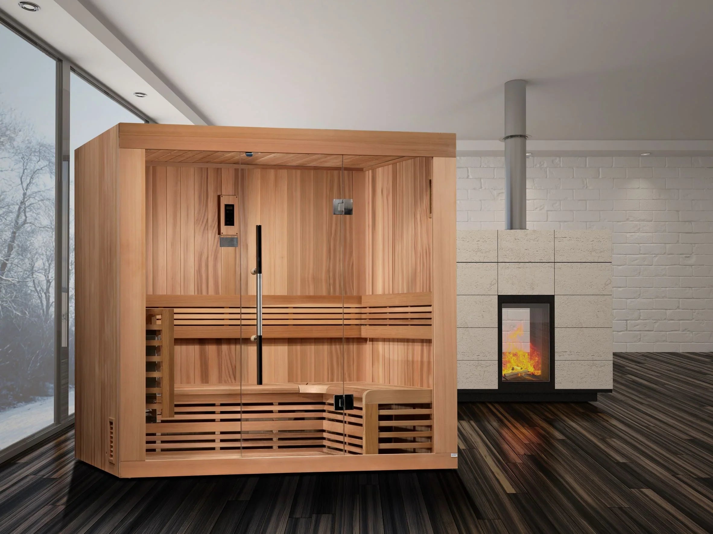Golden Designs Copenhagen 3 Person Traditional Sauna (Canadian Red Cedar) (Heater Included) INFRARED SAUNA Golden Designs