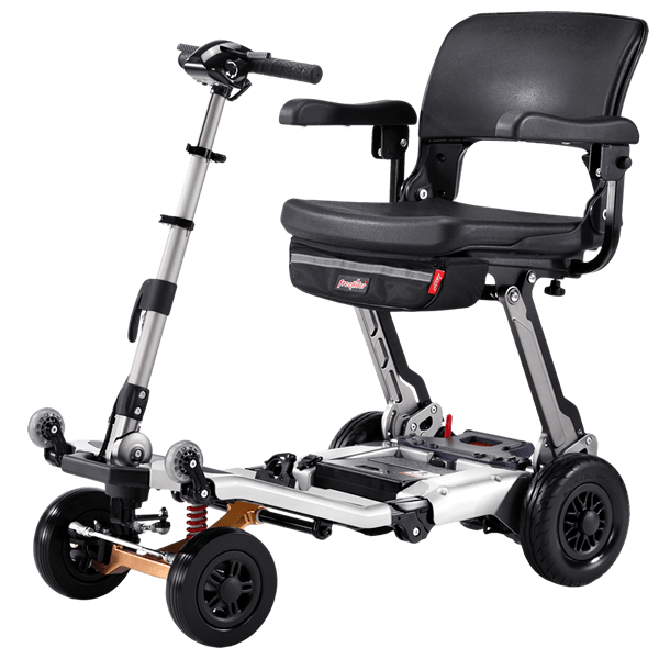 FreeRider Luggie Super Plus 4 Foldable Mobility Scooter with Shock Suspension Mobility Scooters FreeRider USA Titanium Silver 10.5ah