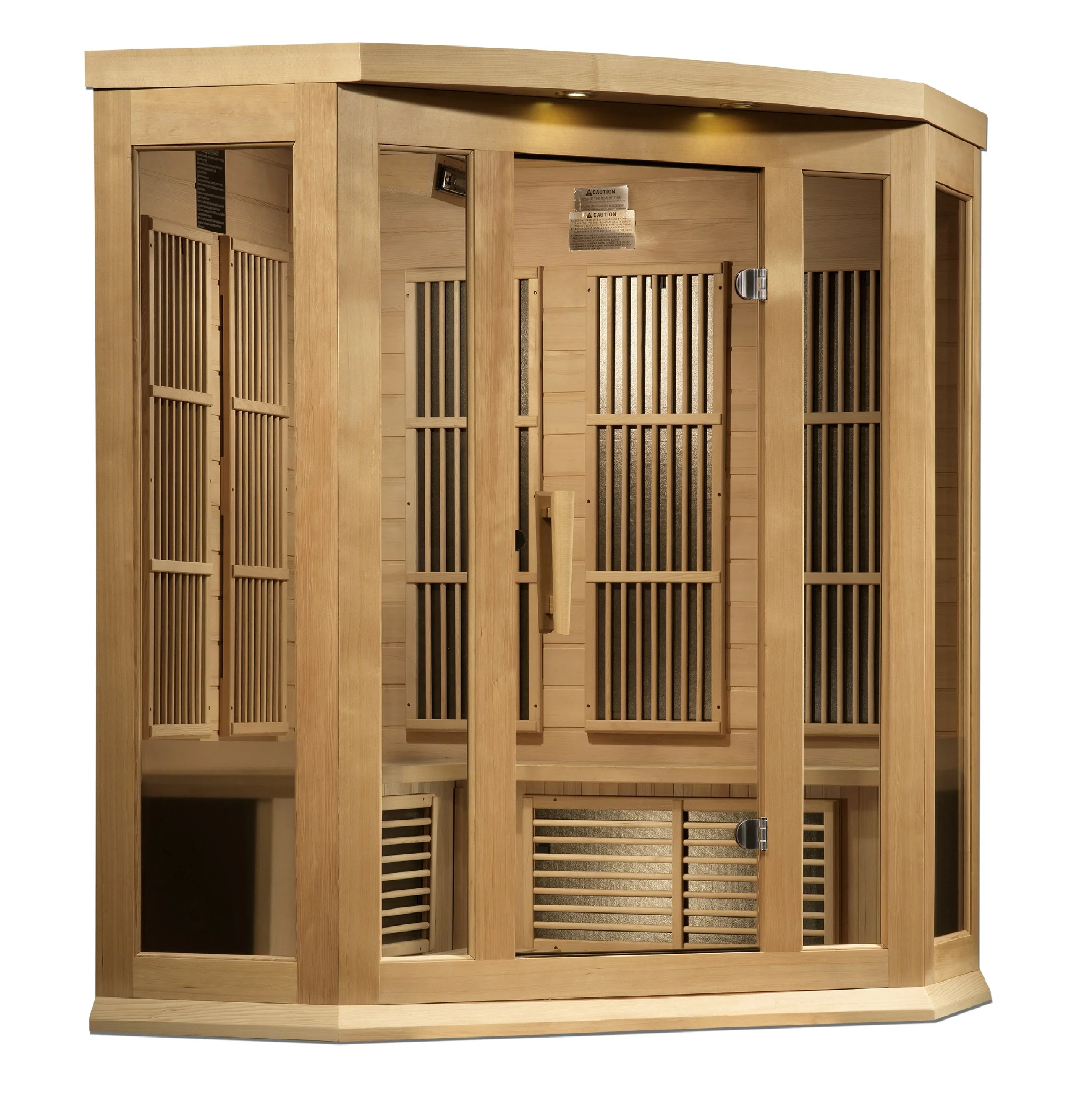 Maxxus 3 Person Corner Near Zero EMF FAR Infrared Sauna (Natural Canadian Hemlock) INFRARED SAUNA Maxxus Saunas