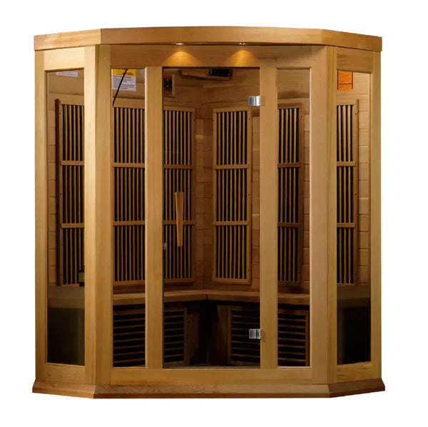 Maxxus 3 Person Low EMF FAR Corner Infrared Sauna (Canadian Red Cedar) INFRARED SAUNA Maxxus Saunas